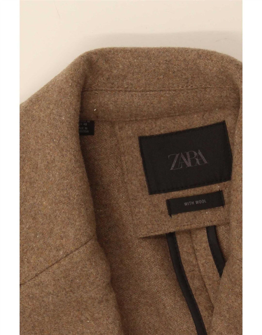 Zara Mens Overcoat UK 38 Medium Beige Wool