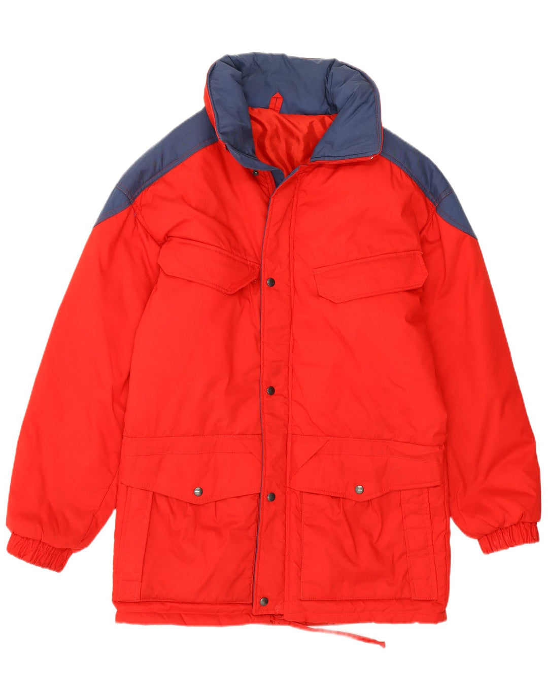 VINTAGE Mens Hooded Windbreaker Jacket IT 46 Large Red Colourblock