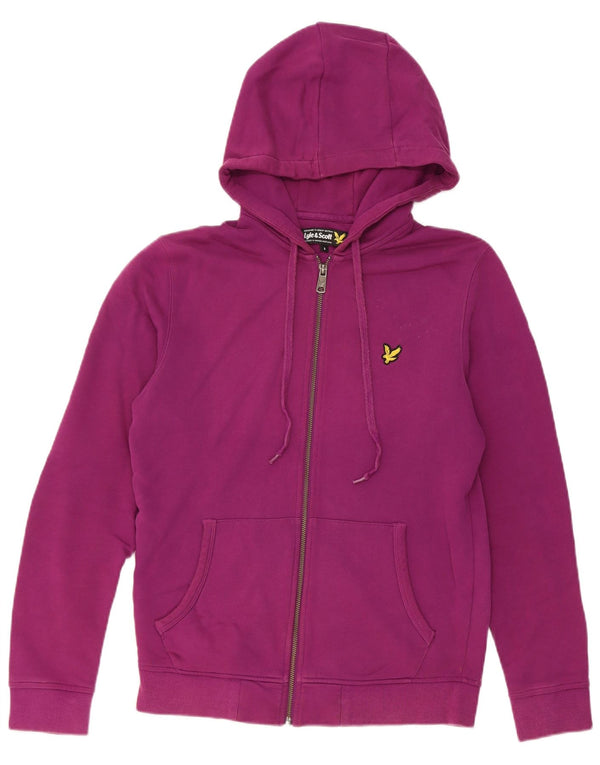 Lyle & Scott Womens Oversized Zip Hoodie Sweater UK 10 Small Purple Cotton