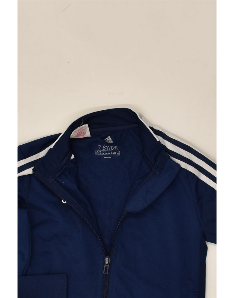 ADIDAS Boys Tracksuit Top Jacket 7-8 Years Navy Blue Polyester | Vintage Adidas | Thrift | Second-Hand Adidas | Used Clothing | Messina Hembry 