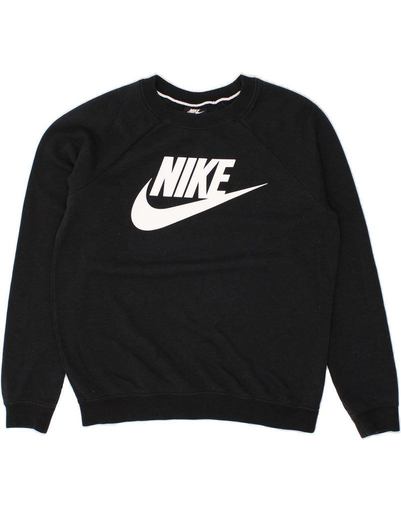 NIKE Womens Graphic Sweatshirt Jumper UK 10 Small Black | Vintage Nike | Thrift | Second-Hand Nike | Used Clothing | Messina Hembry 