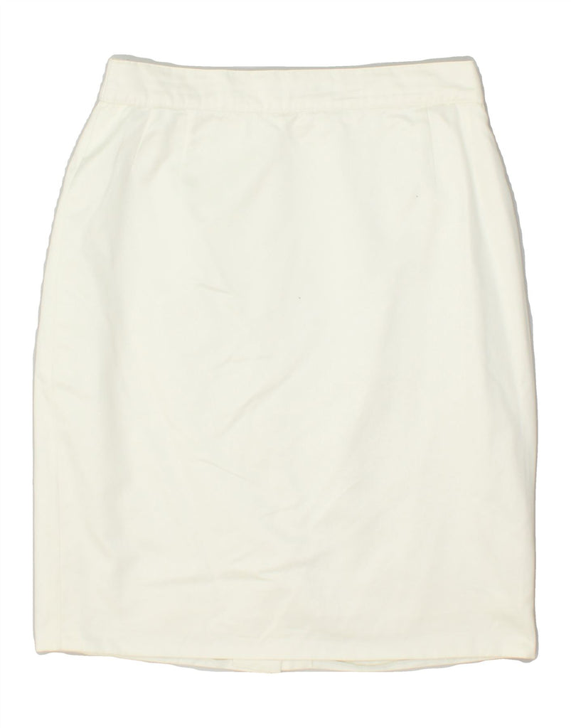 ESCADA Womens Pencil Skirt IT 42 Medium W30 White Cotton Vintage Escada and Second-Hand Escada from Messina Hembry 