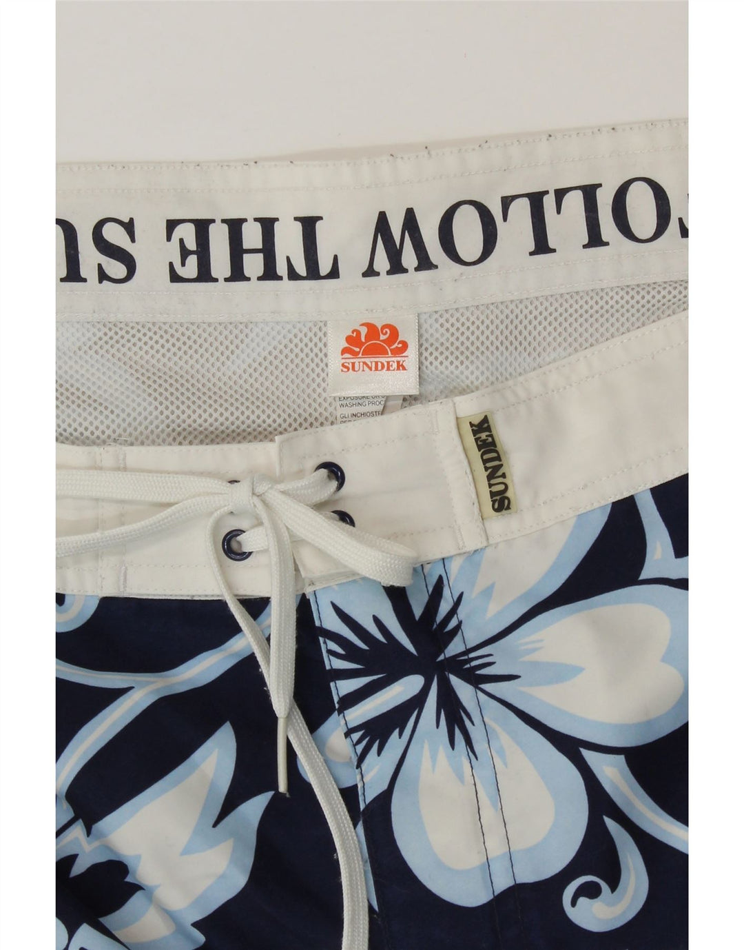 Sundek Mens Swimming Shorts Medium Navy Blue Floral Polyester Hawaiian