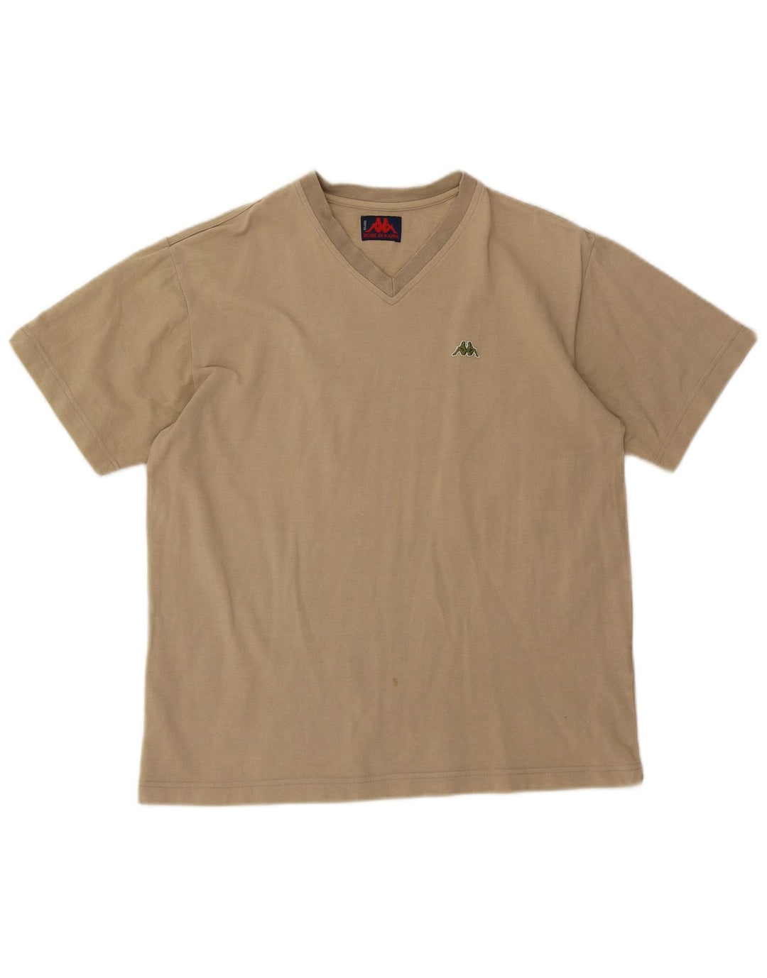 Kappa Mens T-Shirt Top Large Beige Cotton