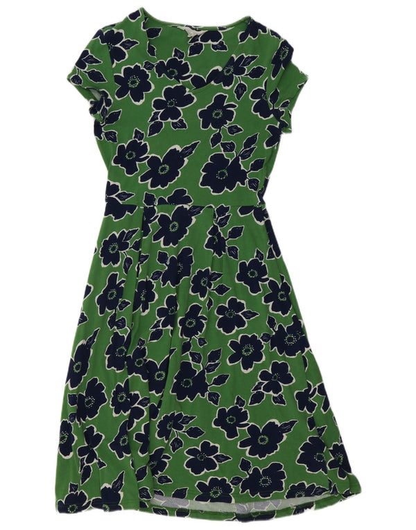 SEASALT CORNWALL Womens A-Line Dress UK 10 Small  Green Floral Cotton