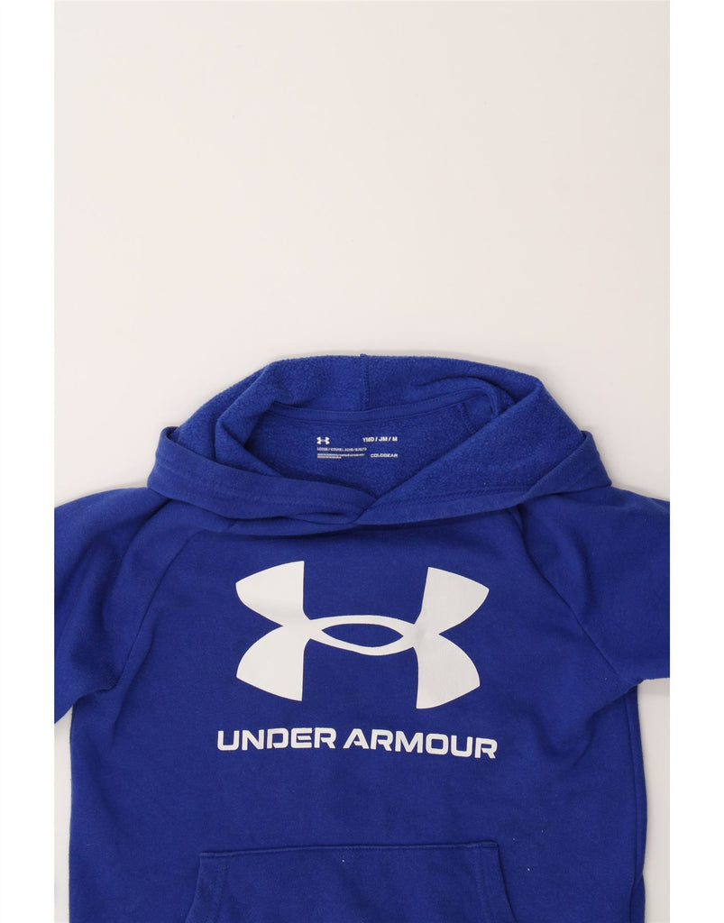 UNDER ARMOUR Boys Cold Gear Graphic Hoodie Jumper 9-10 Years Medium Blue Vintage Under Armour and Second-Hand Under Armour from Messina Hembry 