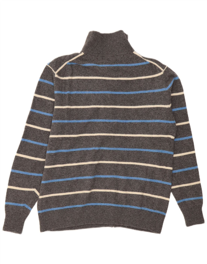 Kappa Mens Cardigan Sweater 2XL Grey Striped Wool