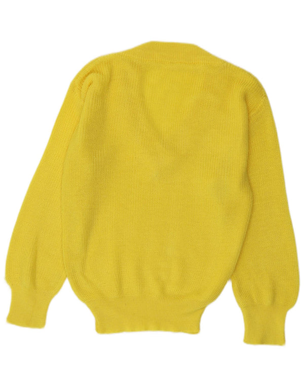 Vintage Womens V-Neck Jumper Sweater UK 16 Large Yellow