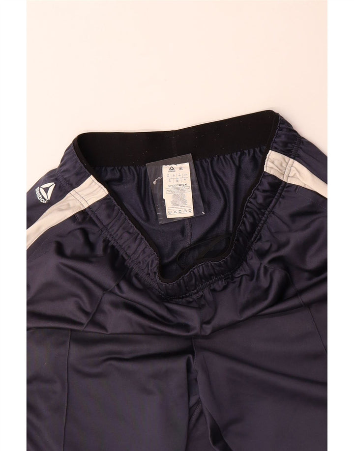 REEBOK Mens Tracksuit Trousers XL Navy Blue Colourblock Polyester