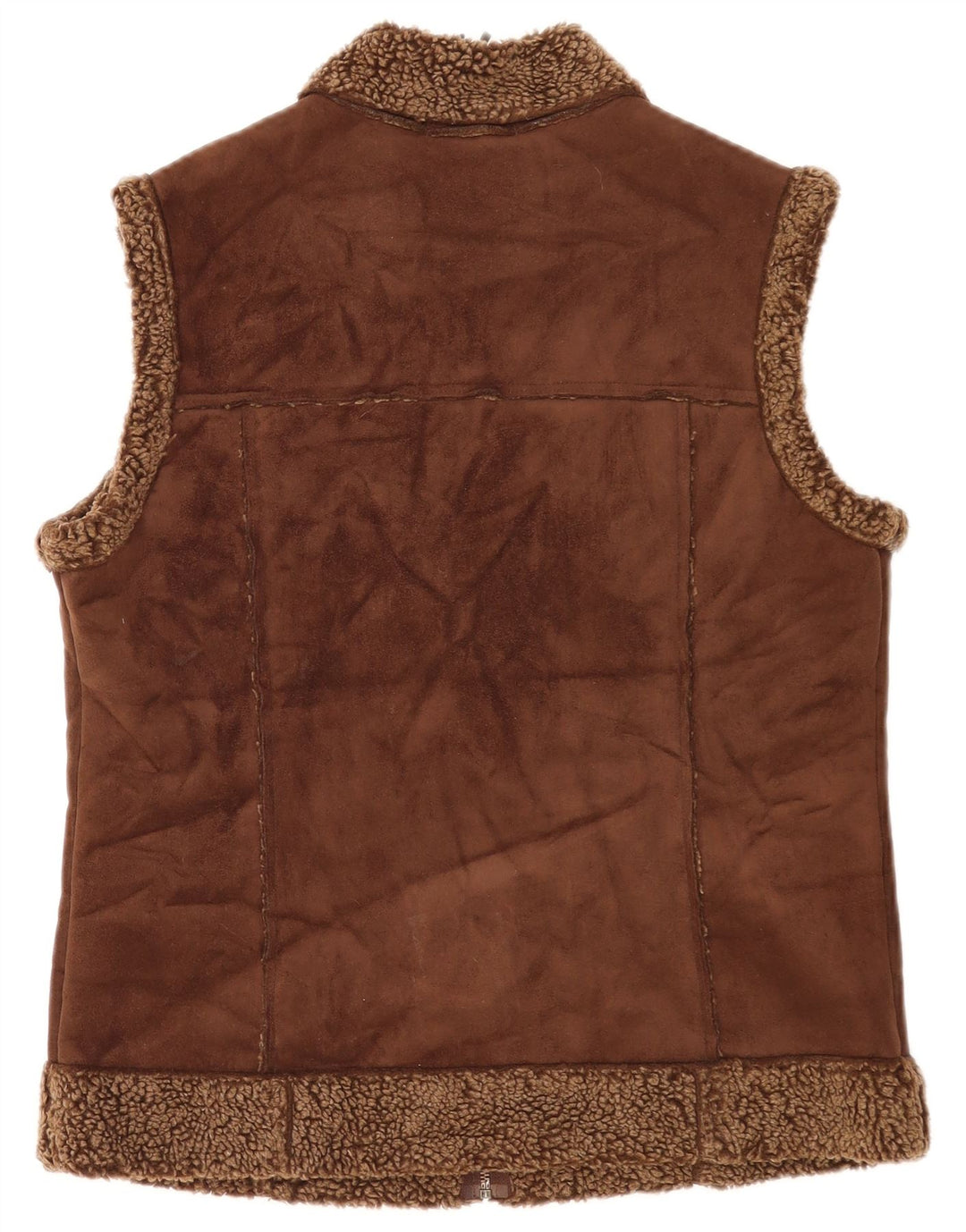 Marks & Spencer Womens Sherpa Gilet UK 12 Medium Brown Polyester