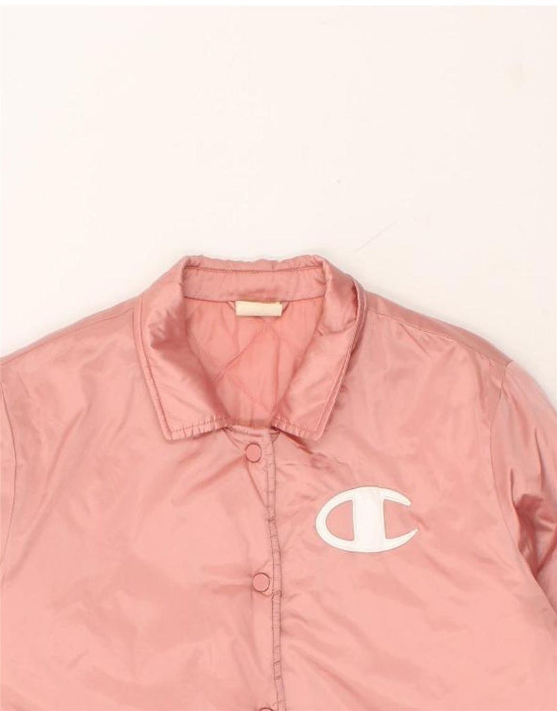 CHAMPION Womens Graphic Bomber Jacket UK 16 Large Pink Vintage Champion and Second-Hand Champion from Messina Hembry 