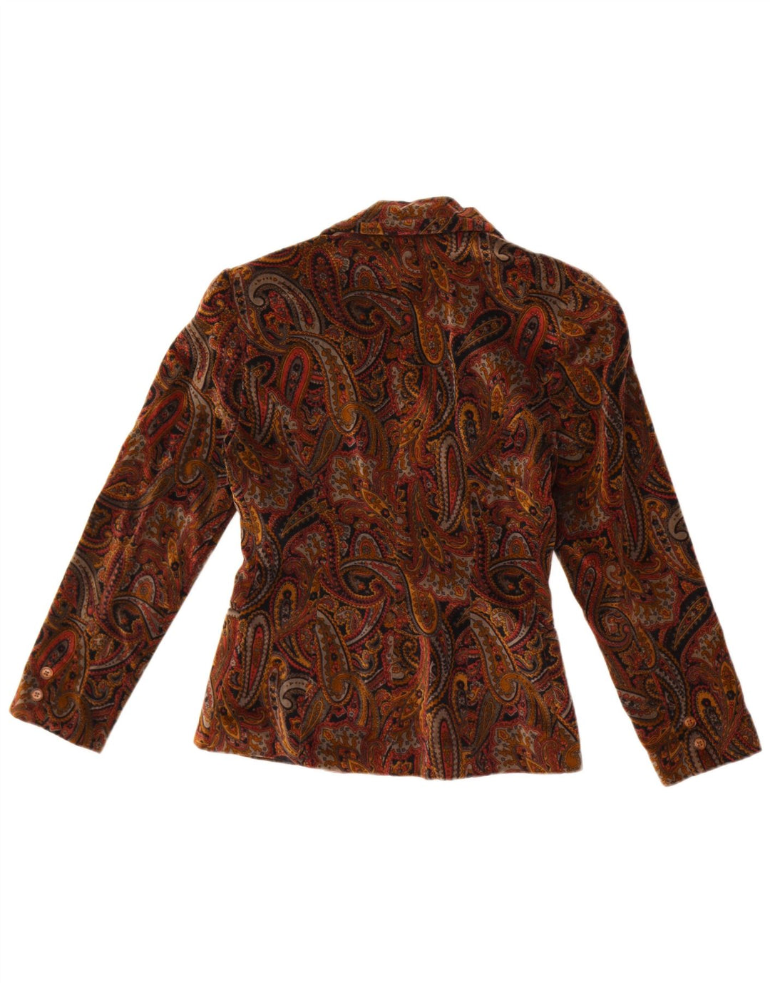 Madeleine Womens 3 Button Blazer Jacket UK 10 Small Brown Paisley Cotton
