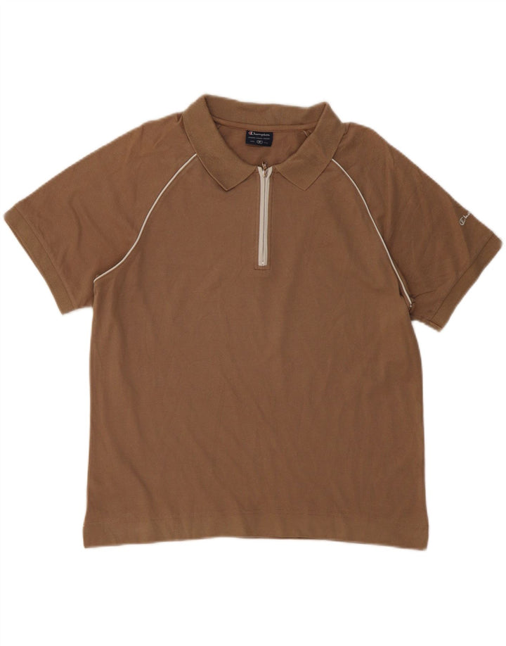 Champion Womens Polo Shirt UK 14 Medium Brown