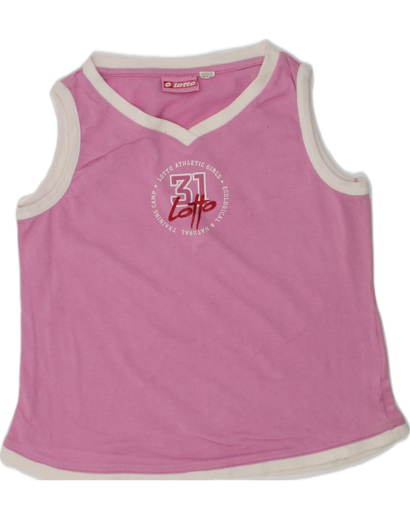 LOTTO Girls Vest Top 11-12 Years Pink Cotton | Vintage Lotto | Thrift | Second-Hand Lotto | Used Clothing | Messina Hembry 