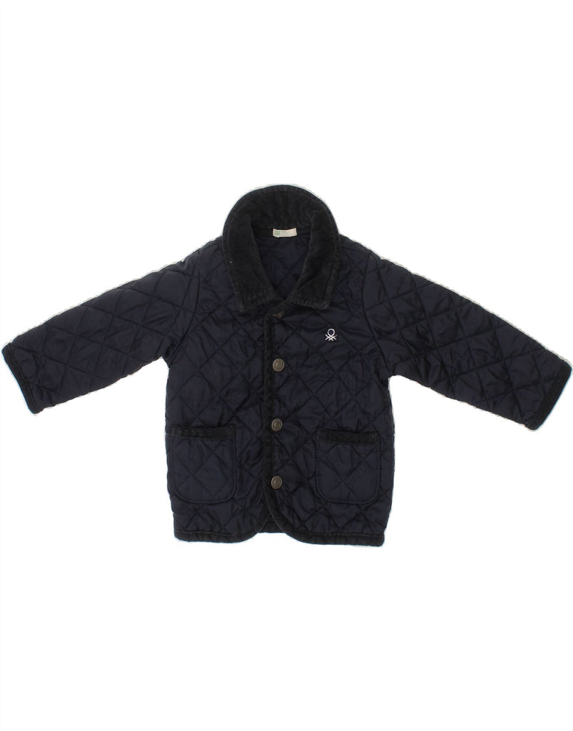 BENETTON Baby Boys Quilted Jacket 6-9 Months Navy Blue Polyamide Vintage Benetton and Second-Hand Benetton from Messina Hembry 