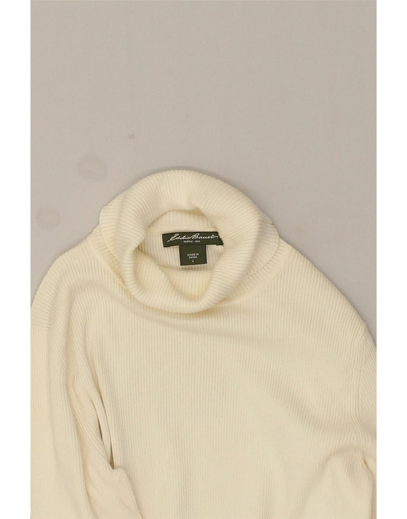 EDDIE BAUER Womens Roll Neck Jumper Sweater UK 14 Large Off White Wool Vintage Eddie Bauer and Second-Hand Eddie Bauer from Messina Hembry 