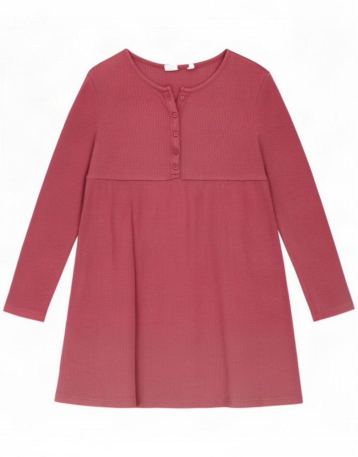 Gap Girls Long Sleeve Basic Dress 8-9 Years Medium Pink Cotton