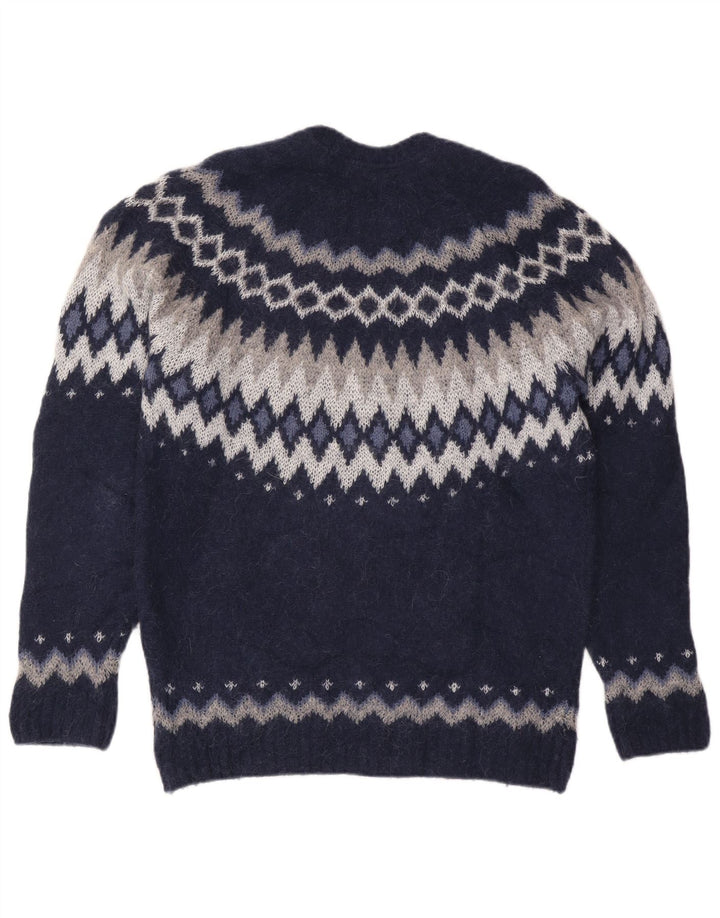 Massimo Dutti Womens Crew Neck Jumper Sweater UK 16 Large Navy Blue