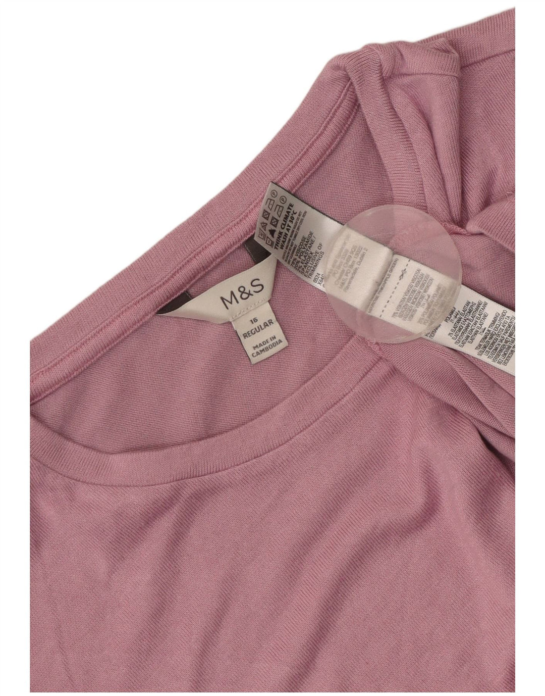 Marks & Spencer Womens Top Long Sleeve UK 16 Large Pink Viscose