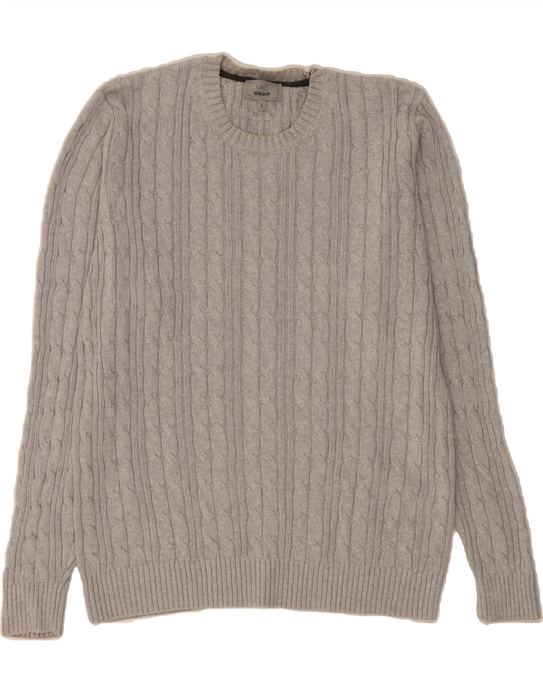 MARKS & SPENCER Mens Regular Fit Crew Neck Jumper Sweater Large Grey Vintage Marks & Spencer and Second-Hand Marks & Spencer from Messina Hembry 