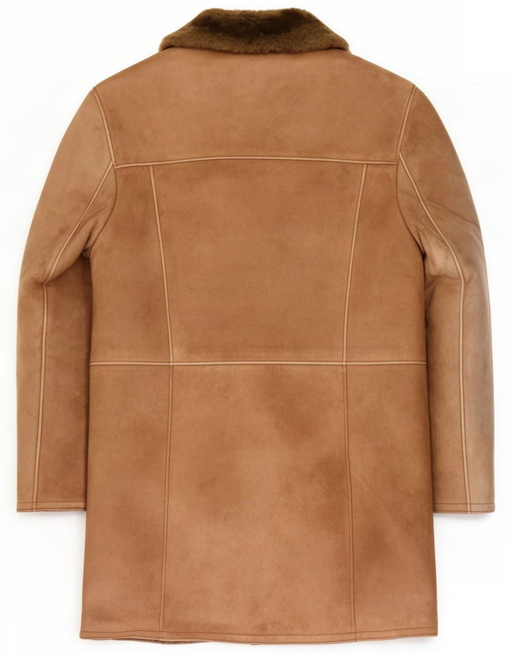 Vintage Mens Shearling Double Breasted Coat UK 40 Large Brown