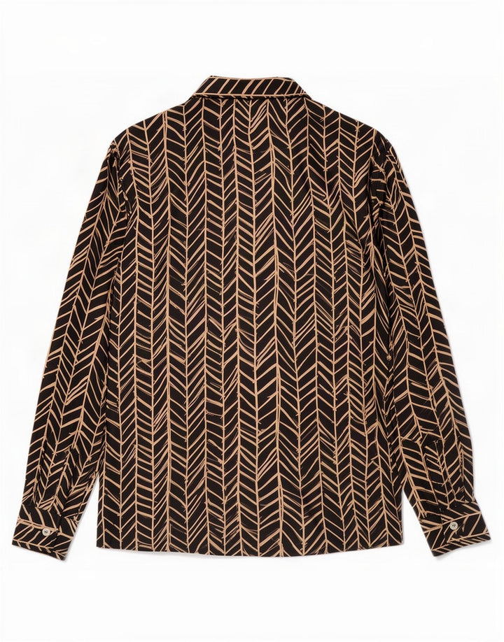 Iceberg Womens Shirt Blouse IT 44 Medium Black Geometric Silk