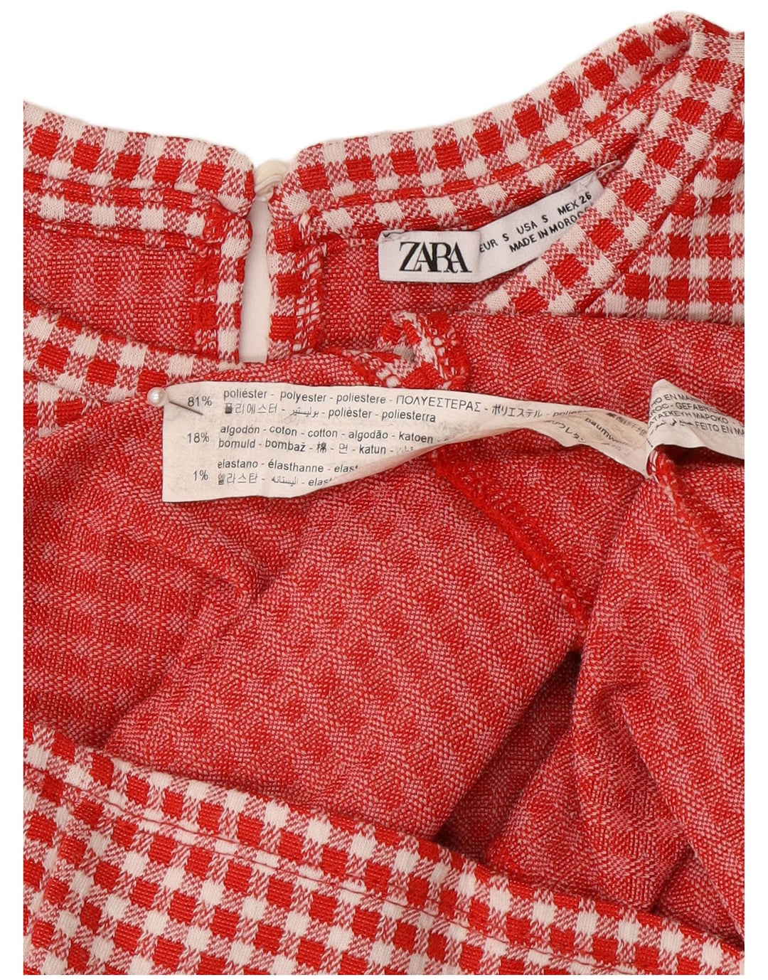 Zara Womens A-Line Dress UK 8 Small Red Gingham Polyester
