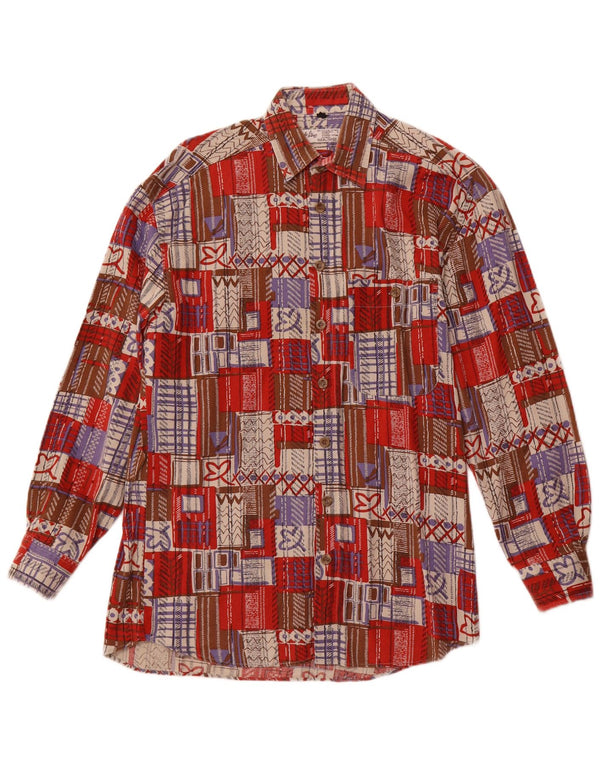 Angelo Litrico Mens Corduroy Shirt Size 37/38 Small Red Patchwork Cotton
