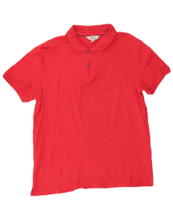 Calvin Klein Mens Body Fit Polo Shirt Medium Red Cotton