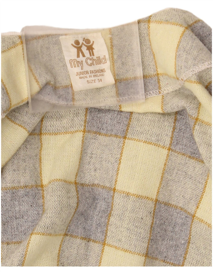 Vintage Womens Oversized Crop Shirt Blouse EU 34 XS Yellow Check