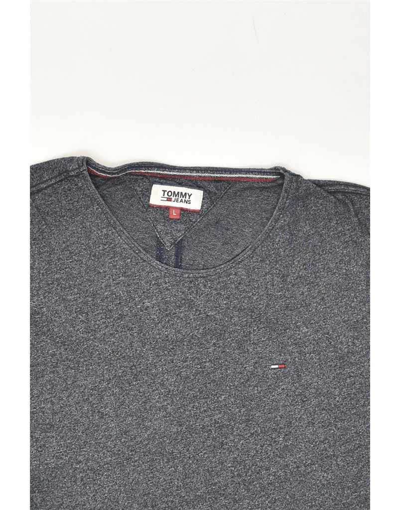 TOMMY HILFIGER Mens T-Shirt Top Large Grey Flecked Cotton | Vintage Tommy Hilfiger | Thrift | Second-Hand Tommy Hilfiger | Used Clothing | Messina Hembry 