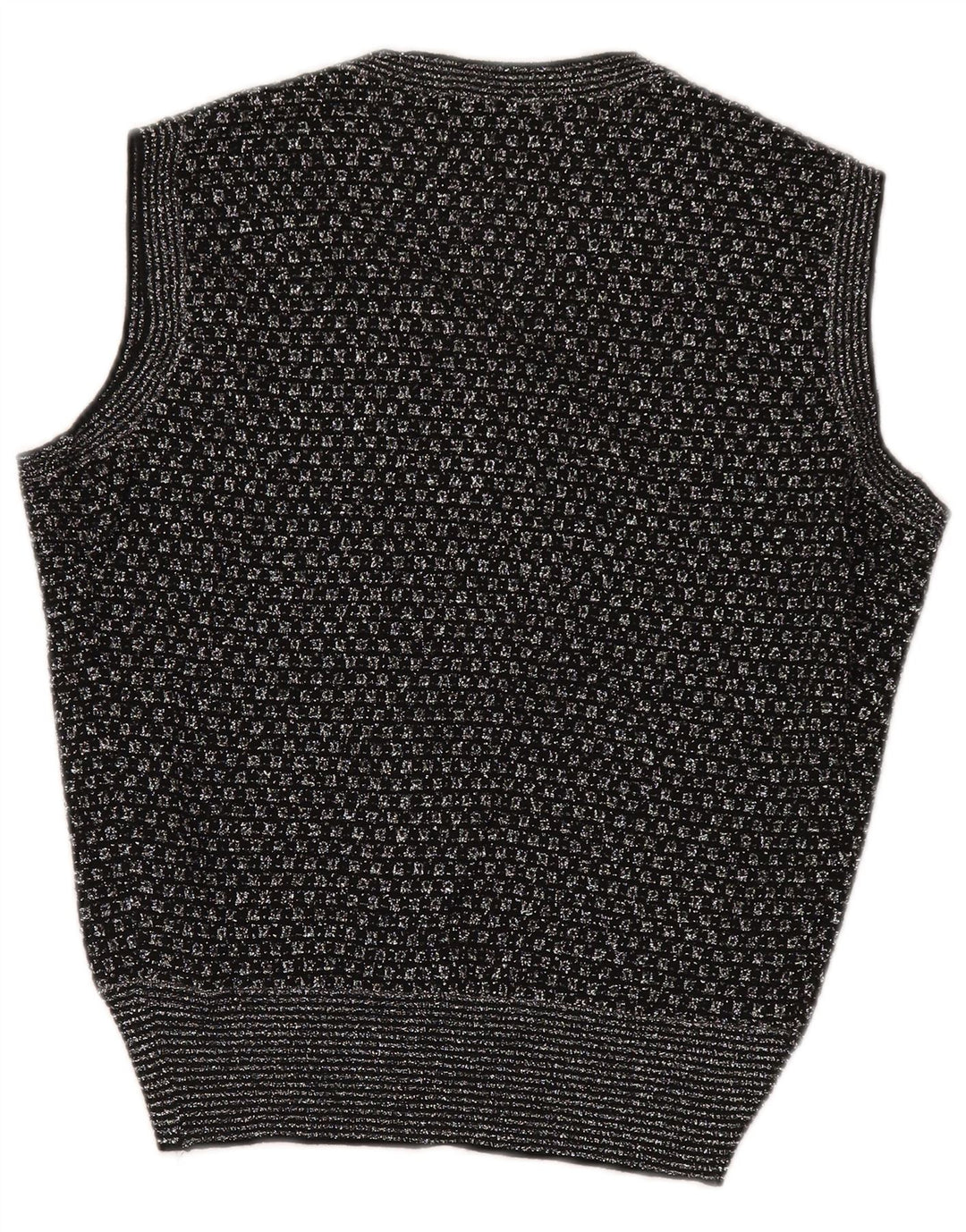 Vintage Womens Vest Tank Top UK 14 Medium Black Geometric