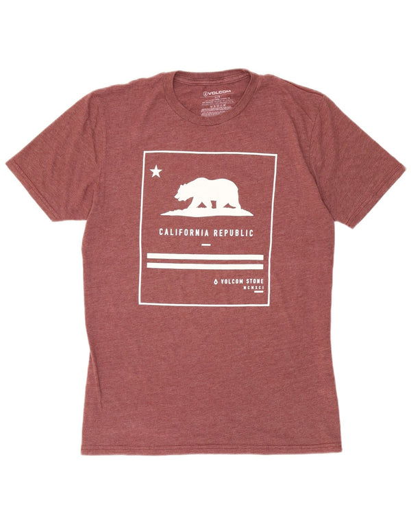 Volcom Mens Graphic T-Shirt Top Large Burgundy Cotton