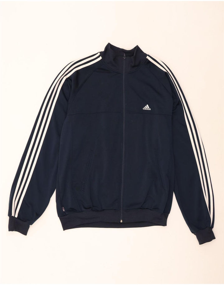 Adidas Mens Tracksuit Top Jacket Large Navy Blue Polyester