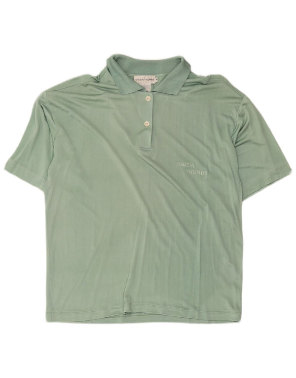 Krizia Womens Loose Fit Polo Shirt UK 14 Medium Green Silk
