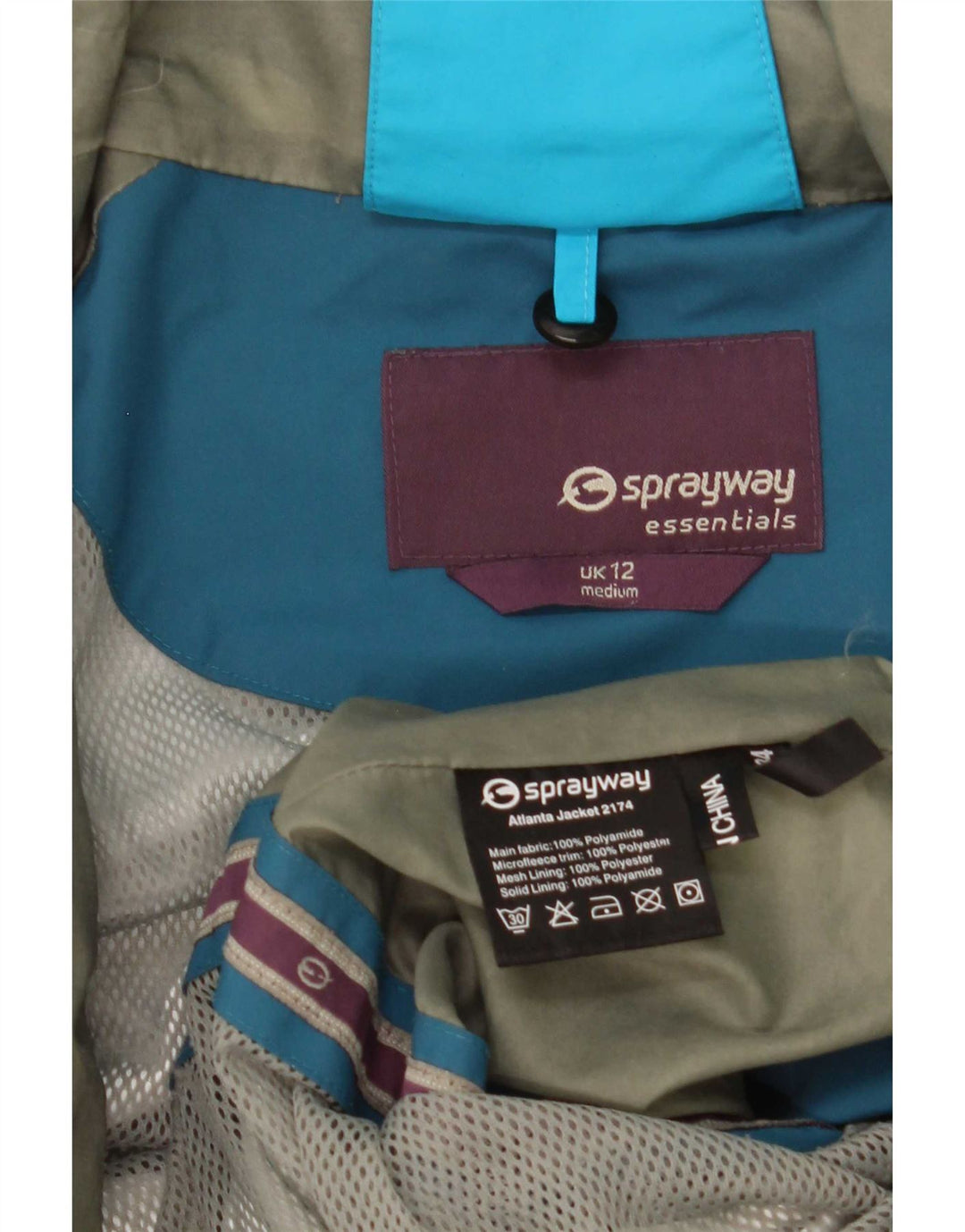 Sprayway Womens Hooded Rain Jacket UK 12 Medium Blue Colourblock Polyamide
