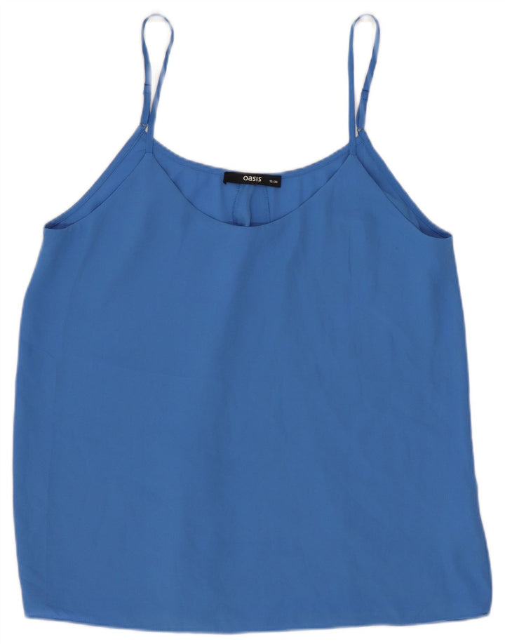 Oasis Womens Crop Cami Top UK 10 Small Blue Polyester