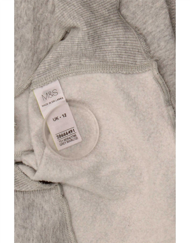 Marks & Spencer Womens Hoodie Jumper UK 12 Medium Grey Cotton