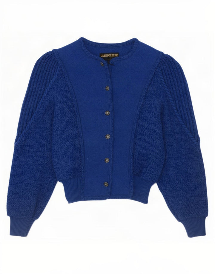 Geiger Womens Cardigan Sweater EU 36 Small Blue New Wool