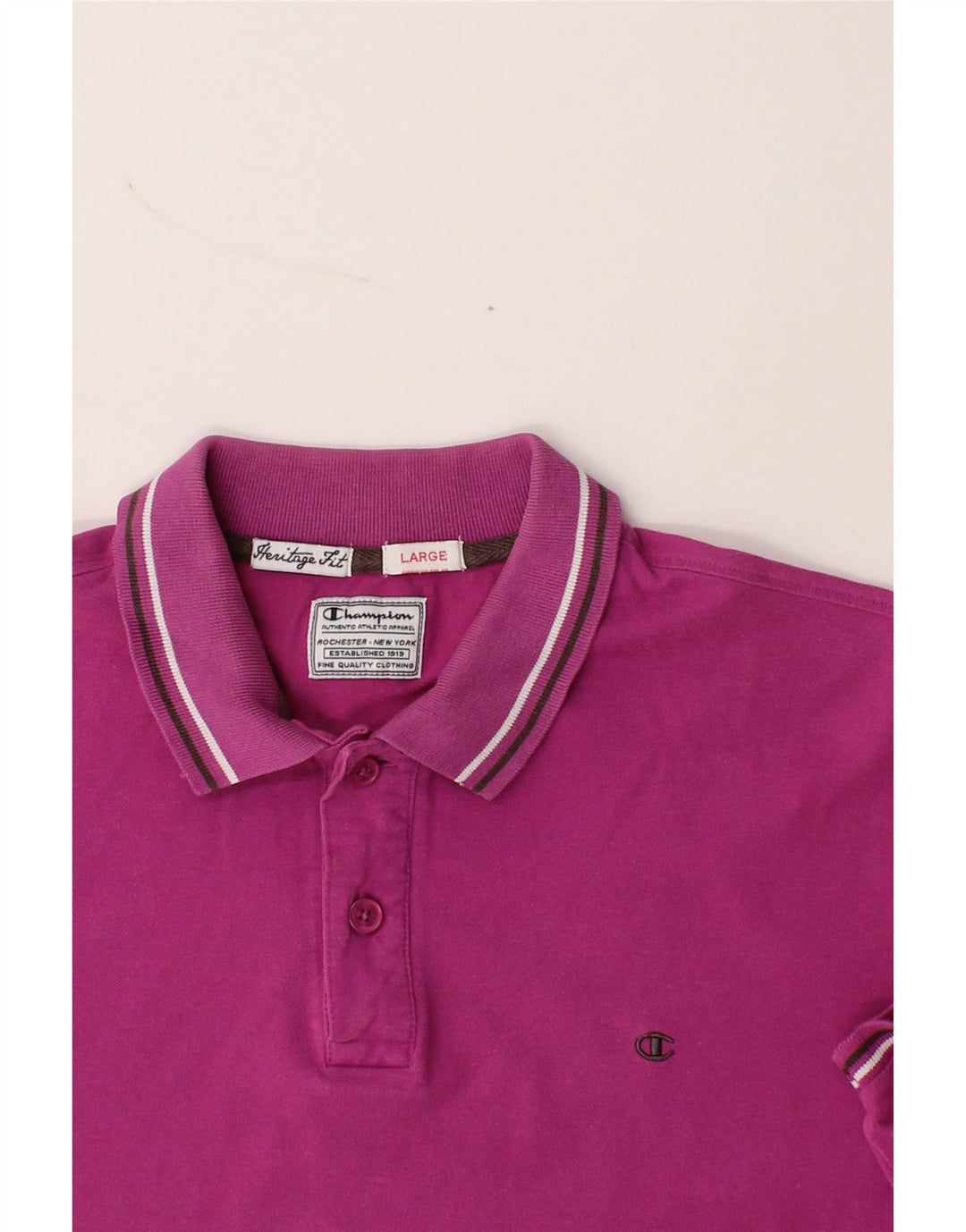CHAMPION Mens Herritage Fit Polo Shirt Large Pink Vintage Champion and Second-Hand Champion from Messina Hembry 