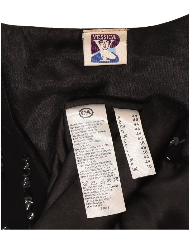 Yessica Womens Waistcoat UK 18 XL Black Geometric Polyester