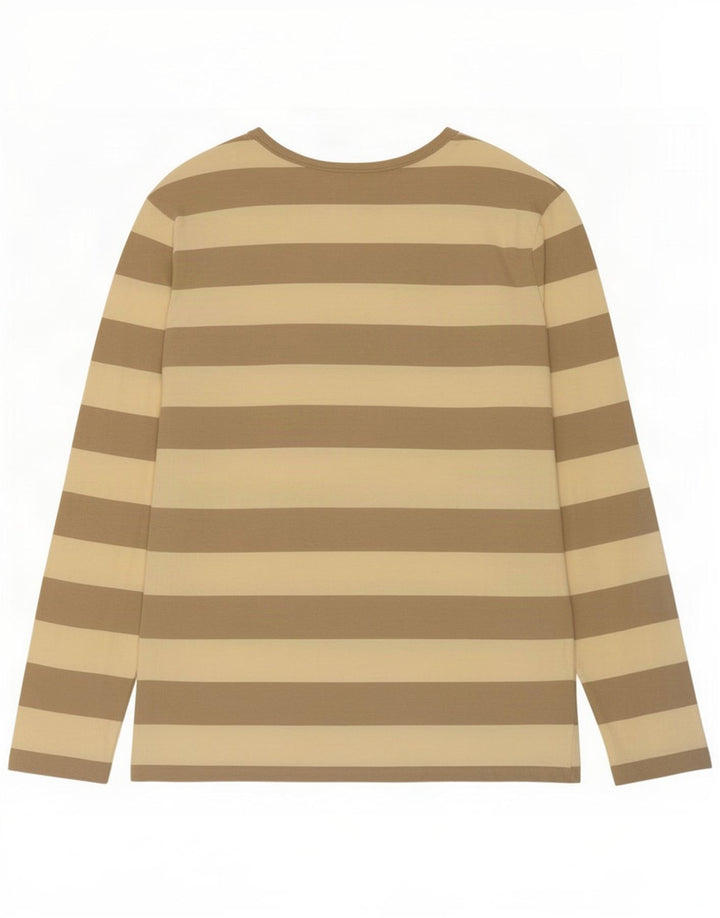 Gap Mens Top Long Sleeve Medium Beige Striped Cotton