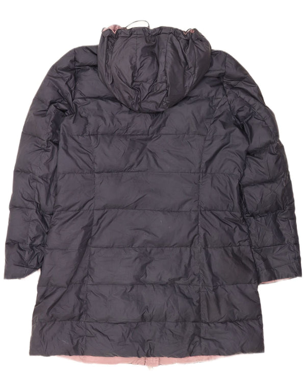 Dack's Womens Hooded Padded Coat UK 16 Large Navy Blue Polyester
