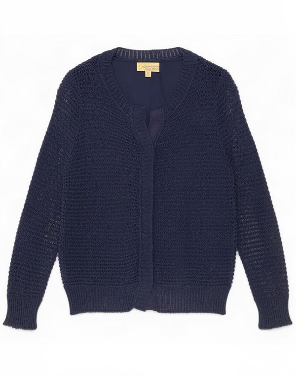Vera Wang Womens See Through Cardigan Top UK 12 Medium Navy Blue Cotton