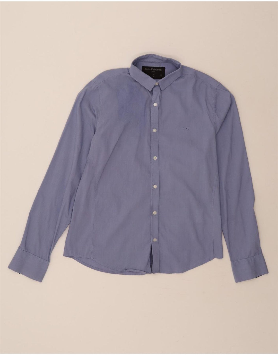 CALVIN KLEIN Mens Slim Fit Shirt Medium Blue Cotton Vintage Calvin Klein and Second-Hand Calvin Klein from Messina Hembry 