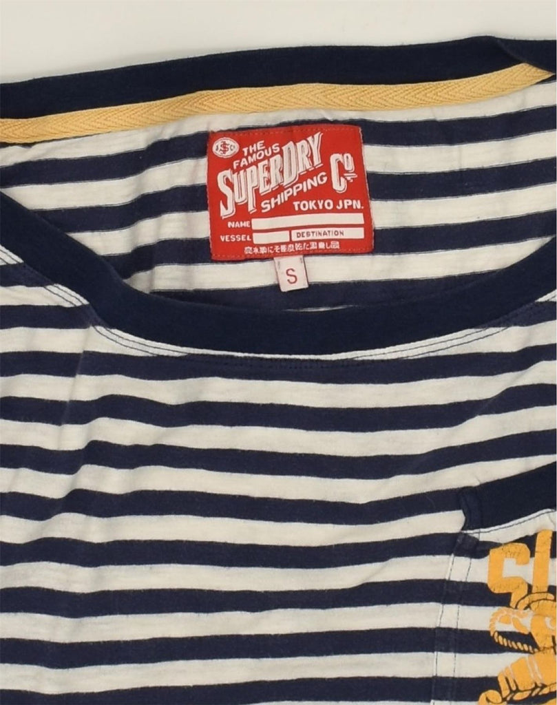 SUPERDRY Mens Graphic Top Long Sleeve Small Navy Blue Striped Nautical | Vintage Superdry | Thrift | Second-Hand Superdry | Used Clothing | Messina Hembry 