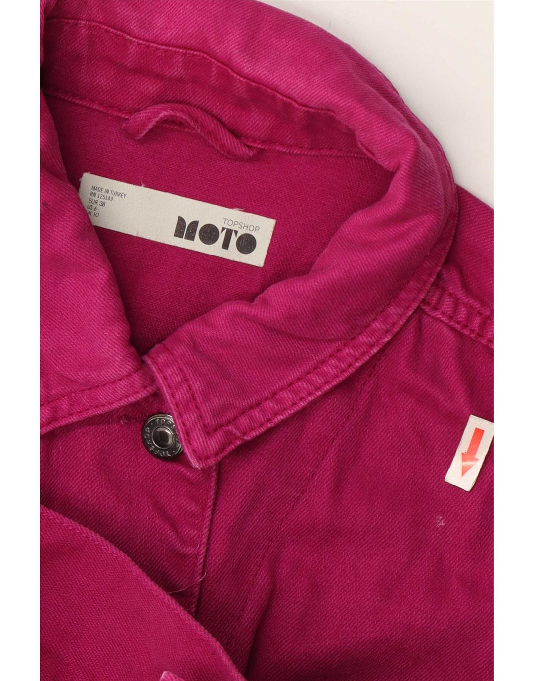 Topshop Womens Oversized Denim Jacket UK 10 Small Pink Cotton