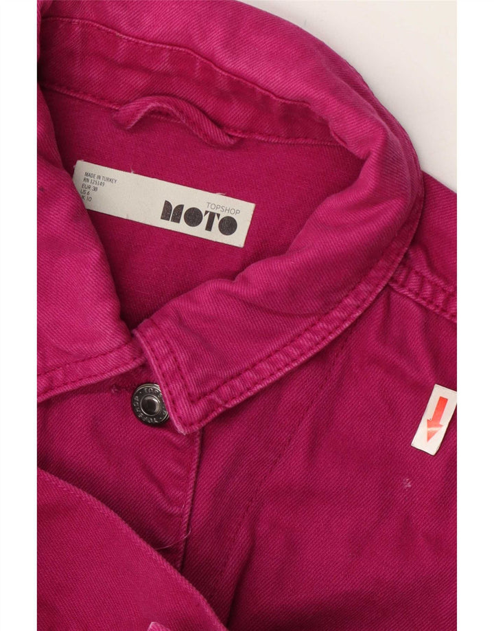 Topshop Womens Oversized Denim Jacket UK 10 Small Pink Cotton