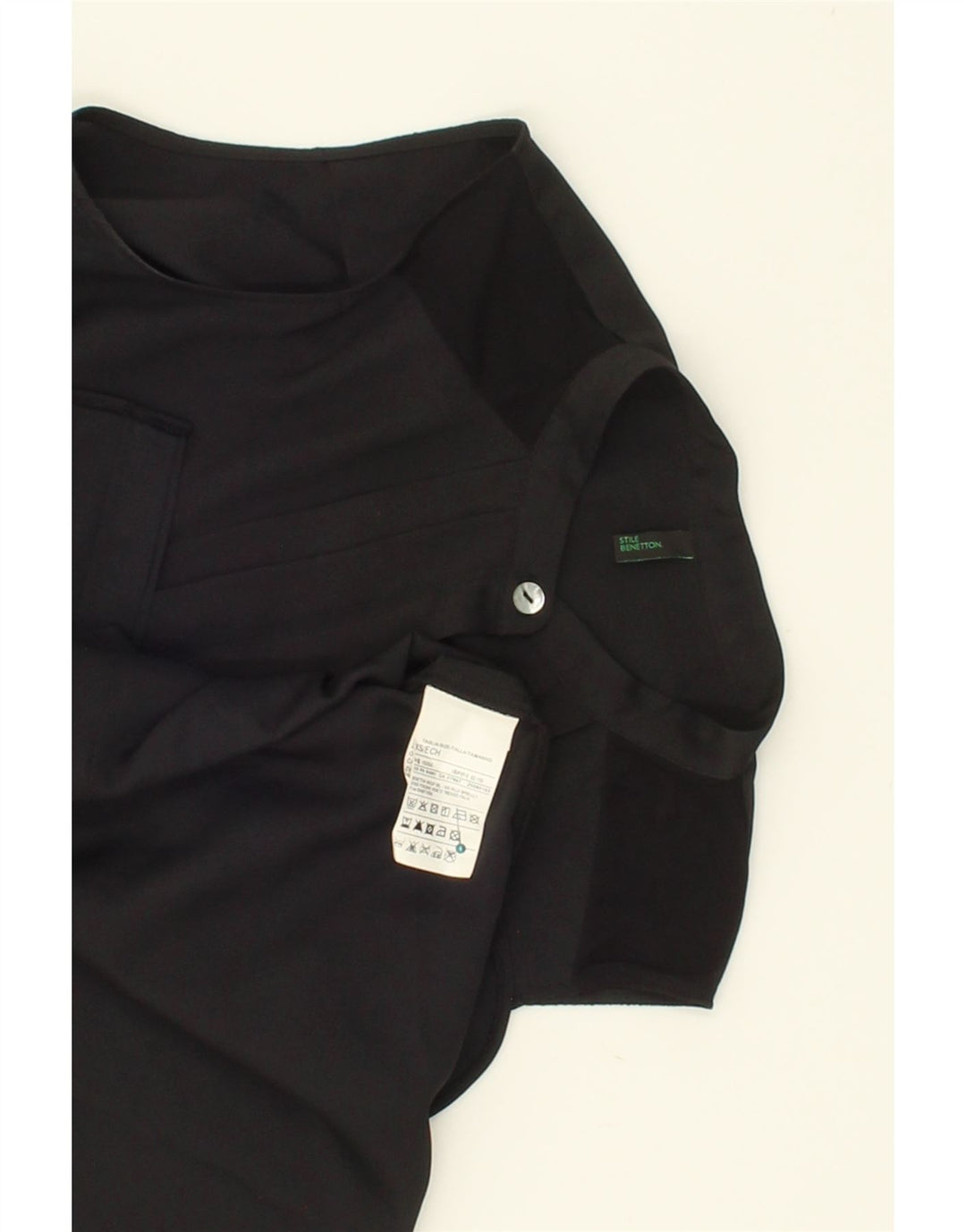 BENETTON Womens Sleeveless Shirt Blouse UK 6 XS Black Polyester Vintage Benetton and Second-Hand Benetton from Messina Hembry 