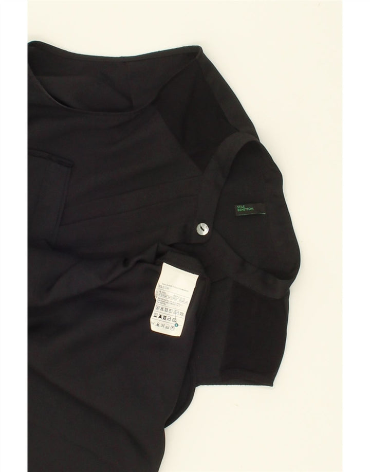 BENETTON Womens Sleeveless Shirt Blouse UK 6 XS Black Polyester Vintage Benetton and Second-Hand Benetton from Messina Hembry 